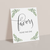Greenery Favors Sign Printable Instant Download