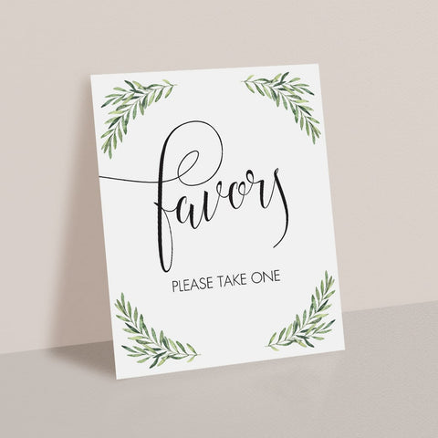 Greenery Favors Sign printable | Instant download – LittleSizzle