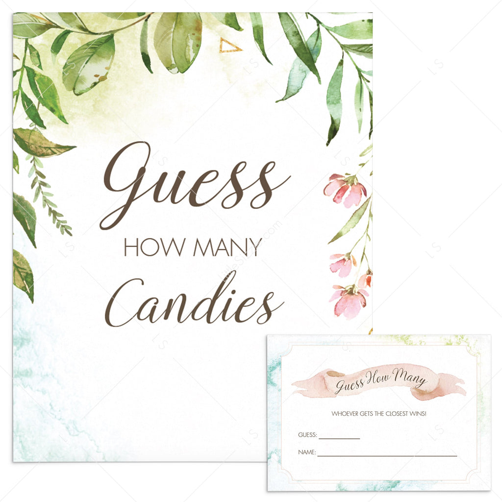 Watercolor Guess How Many game template | Sign and Cards – LittleSizzle for Guess How Many Printable Template Free