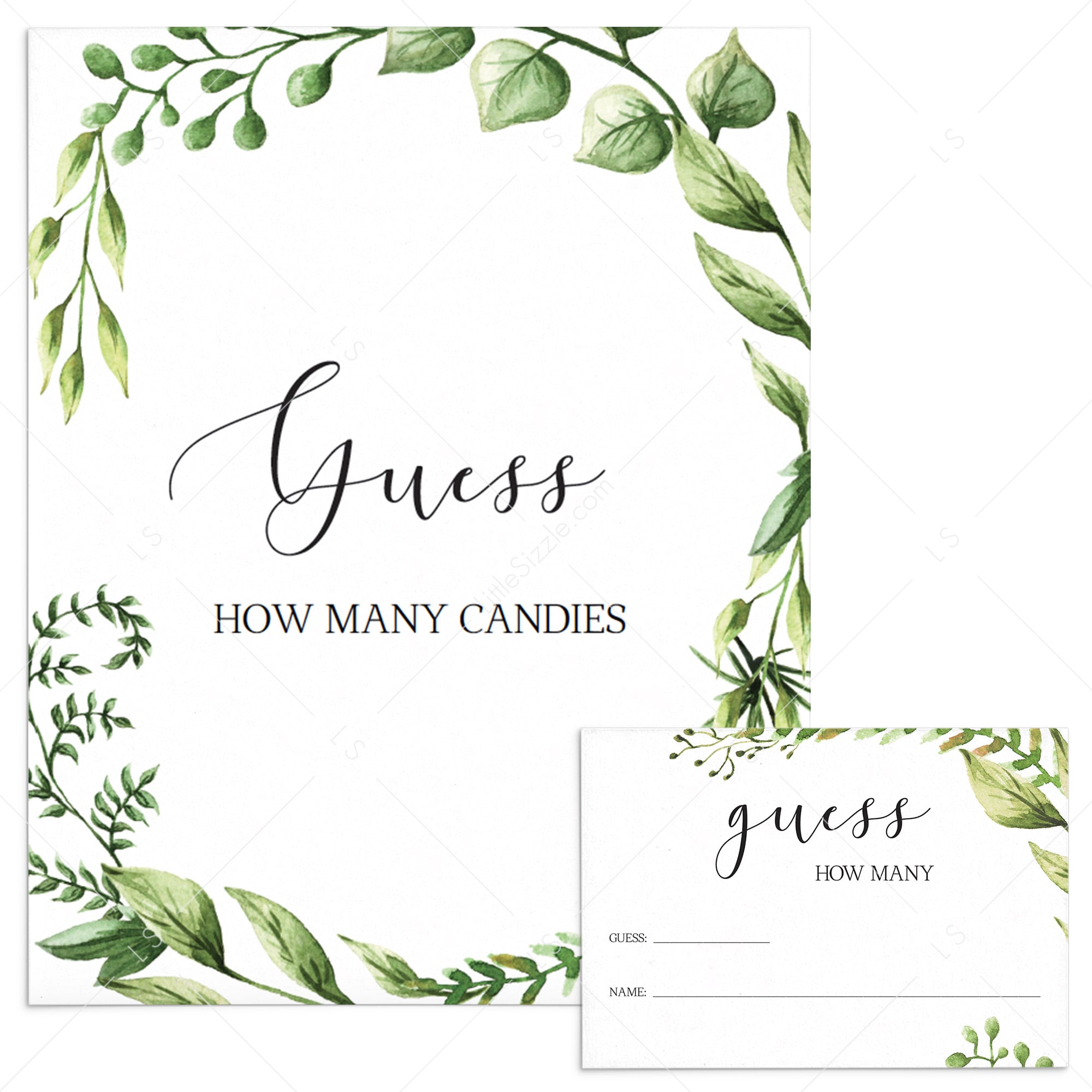 Guess how many baby shower game sign and cards printable by LittleSizzle