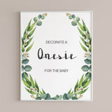 Printable decorate a onesie sign for green baby shower by LittleSizzle