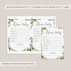 Baby Shower Printable Game Pack Watercolor Greenery
