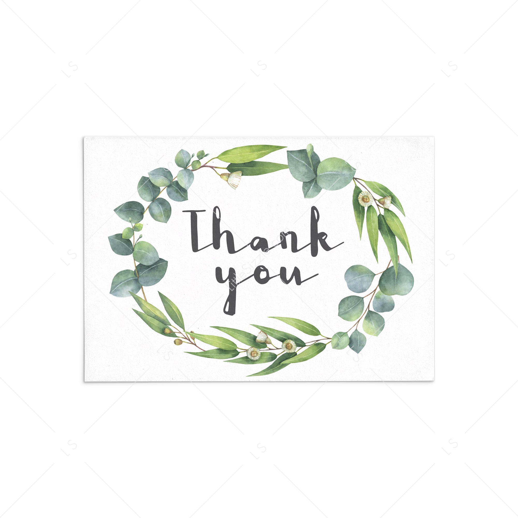 Green wreath thank you cards printable by LittleSizzle