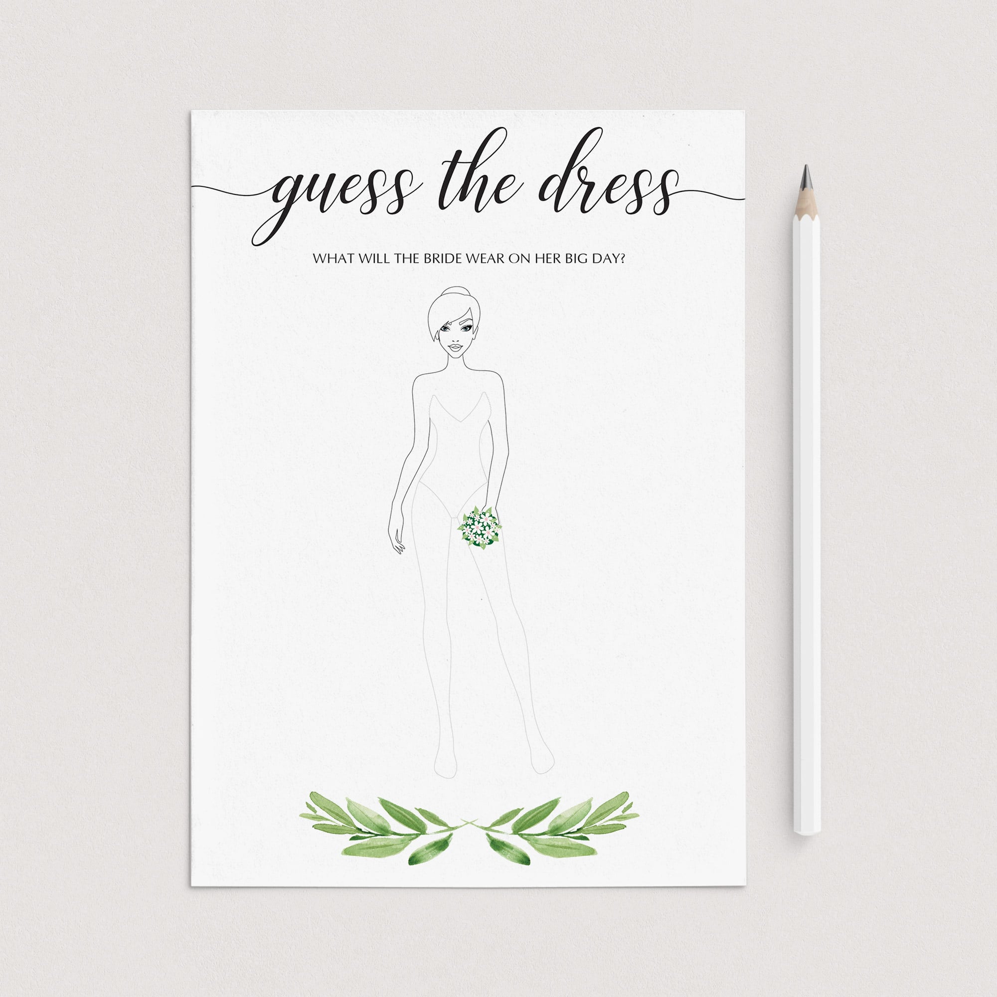green bridal shower draw the dress game instant download