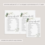 Greenery Gold Baby Shower Game Pregnancy Candy Match