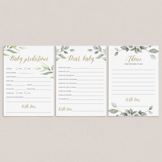 Gold and Greenery baby shower games printable by LittleSizzle