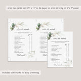 Adult Ever or Never Birthday Game Printable Greenery Gold