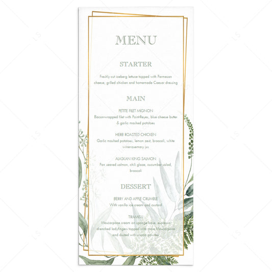 Gold and green menu card template by LittleSizzle