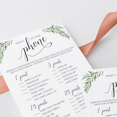 Gender Neutral What's On Your Phone Game for Baby Shower