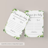 Greenery Baby Shower Name Game Printable