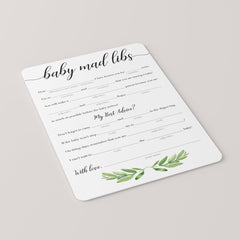 Green theme baby shower baby mad libs advice cards by LittleSizzle