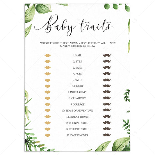 Greenery Baby Shower Baby Looks Game Printable by LittleSizzle