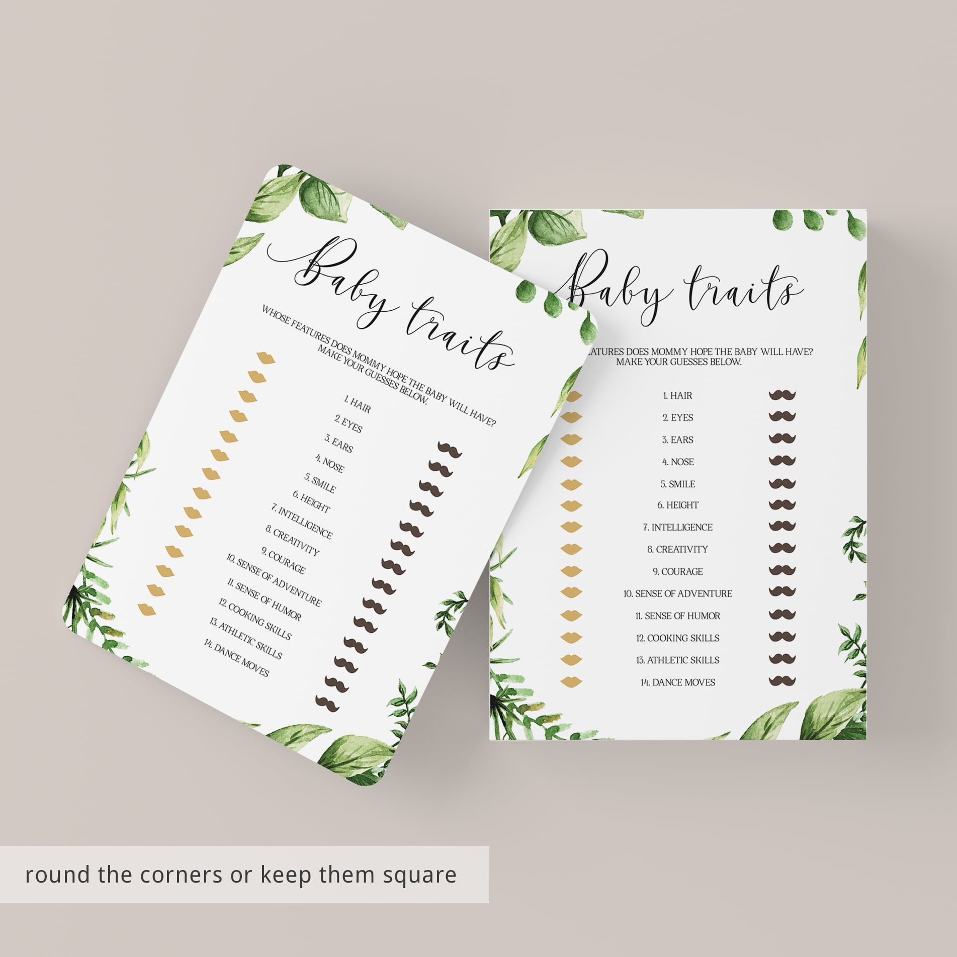 DIY baby traits baby shower game files by LittleSizzle