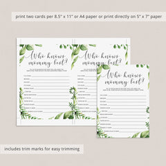 Who knows mommy babyshower game printable download by LittleSizzle