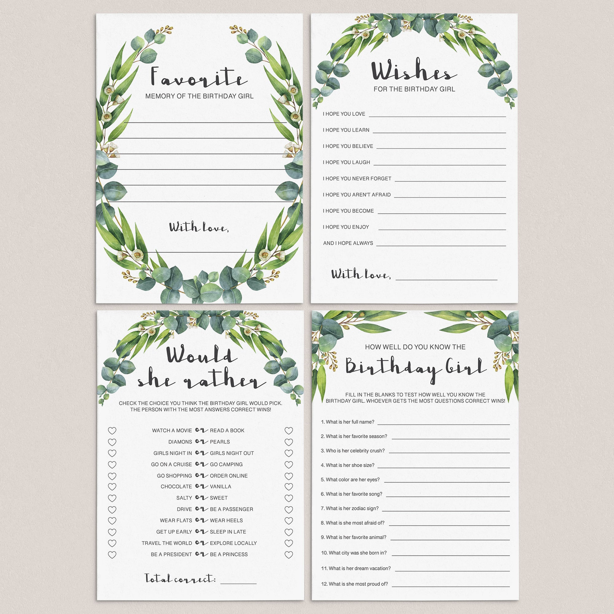 Botanical Birthday Party Activities For Her Printable by LittleSizzle