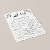 Greenery Bridal Shower Bridal Bingo Game Cards Printable