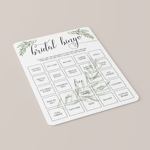 Greenery Bridal Shower Bridal Bingo Game Cards Printable – LittleSizzle