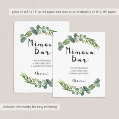 Instant download green wreath mimosa bar decor by LittleSizzle
