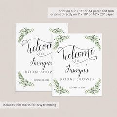 Bridal Shower Sign Bundle Printable Greenery Theme