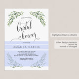 Leaf Bridal Shower Invitation Template