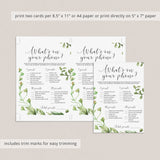 Watercolor greenery bridal shower games by LittleSizzle