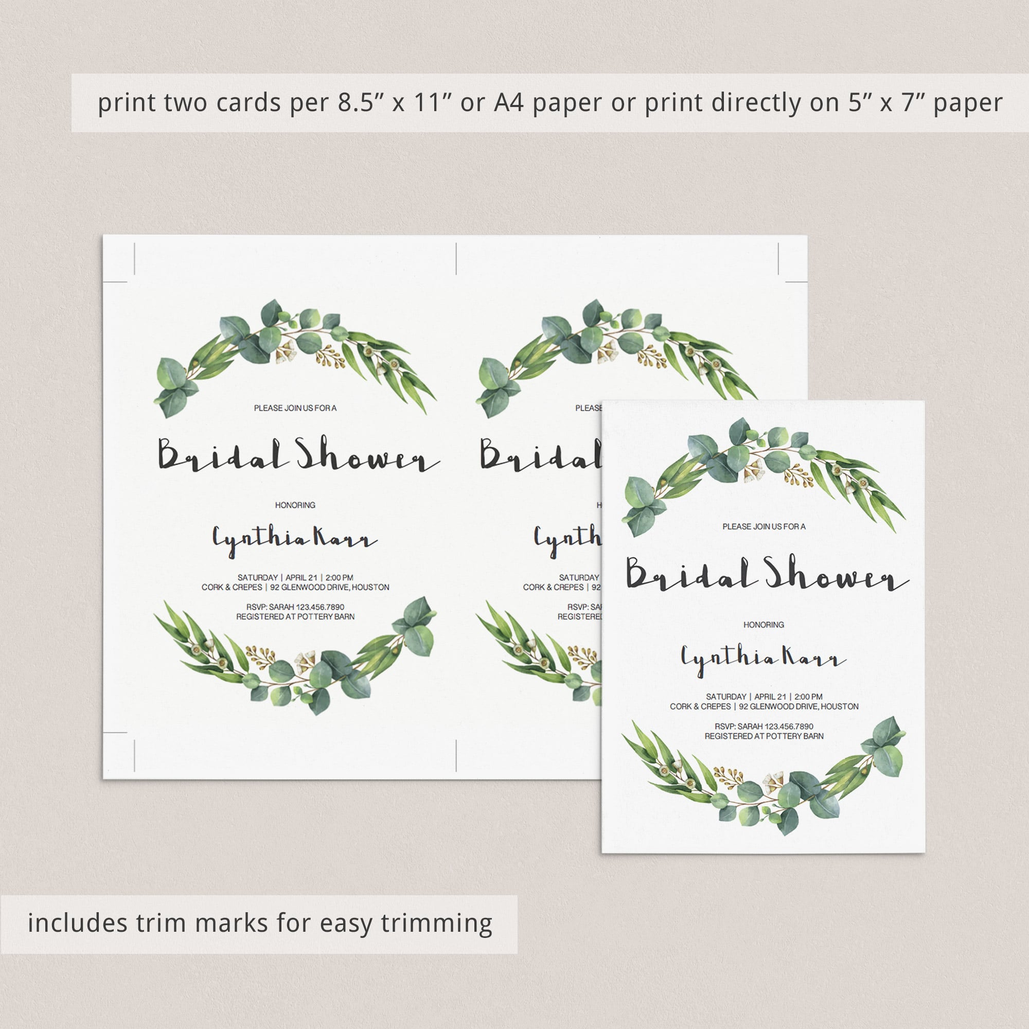 Garden bridalshower invitations instant downloads