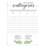 Bridal scattergories game printable by LittleSizzle