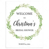 Green Wreath Welcome to Bridal Shower Sign Printable by LittleSizzle