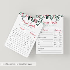 Printable Holiday Gift Exchange Secret Santa Questions