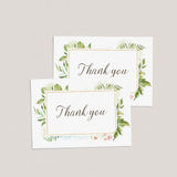Watercolor Leaves Thank You Card Printable