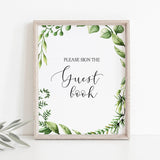 DIY guest book sign for greenery party by LittleSizzle