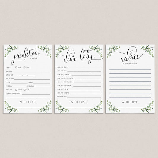 Watercolor Greenery Baby Shower Games Bundle Instant Download by LittleSizzle