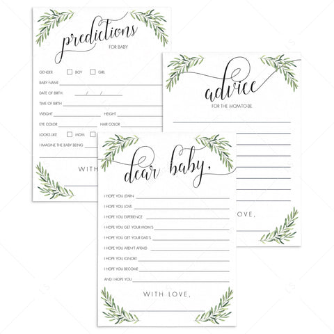 Watercolor Greenery baby shower games bundle | Instant download ...