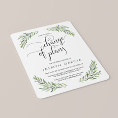 Change of Plans Announcement Template Greenery
