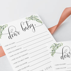 Well Wishes for Baby Cards Greenery Theme Instant Download