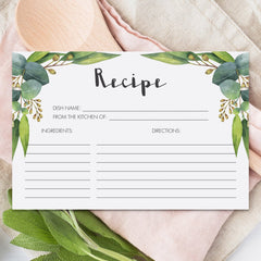 Greenery recipe card with eucalyptus leaves printable by LittleSizzle