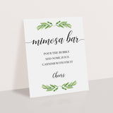 Greenery mimosa bar table sign by LittleSizzle