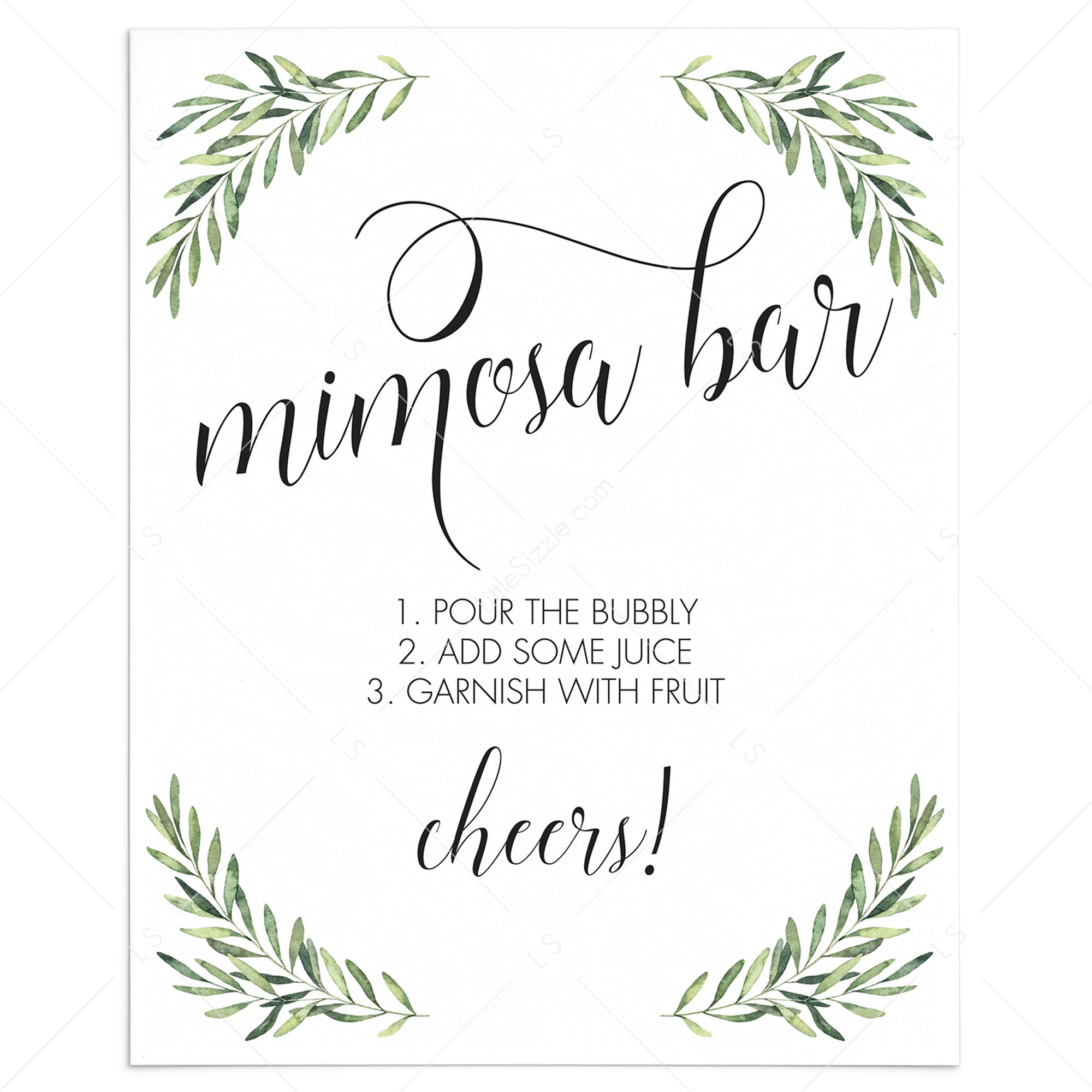 Mimosa Sign Printable with Calligraphy Font by LittleSizzle