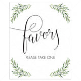 Greenery Favors Sign Printable Instant Download by LittleSizzle