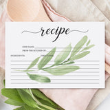 Greenery recipe card instant download PDF by LittleSizzle