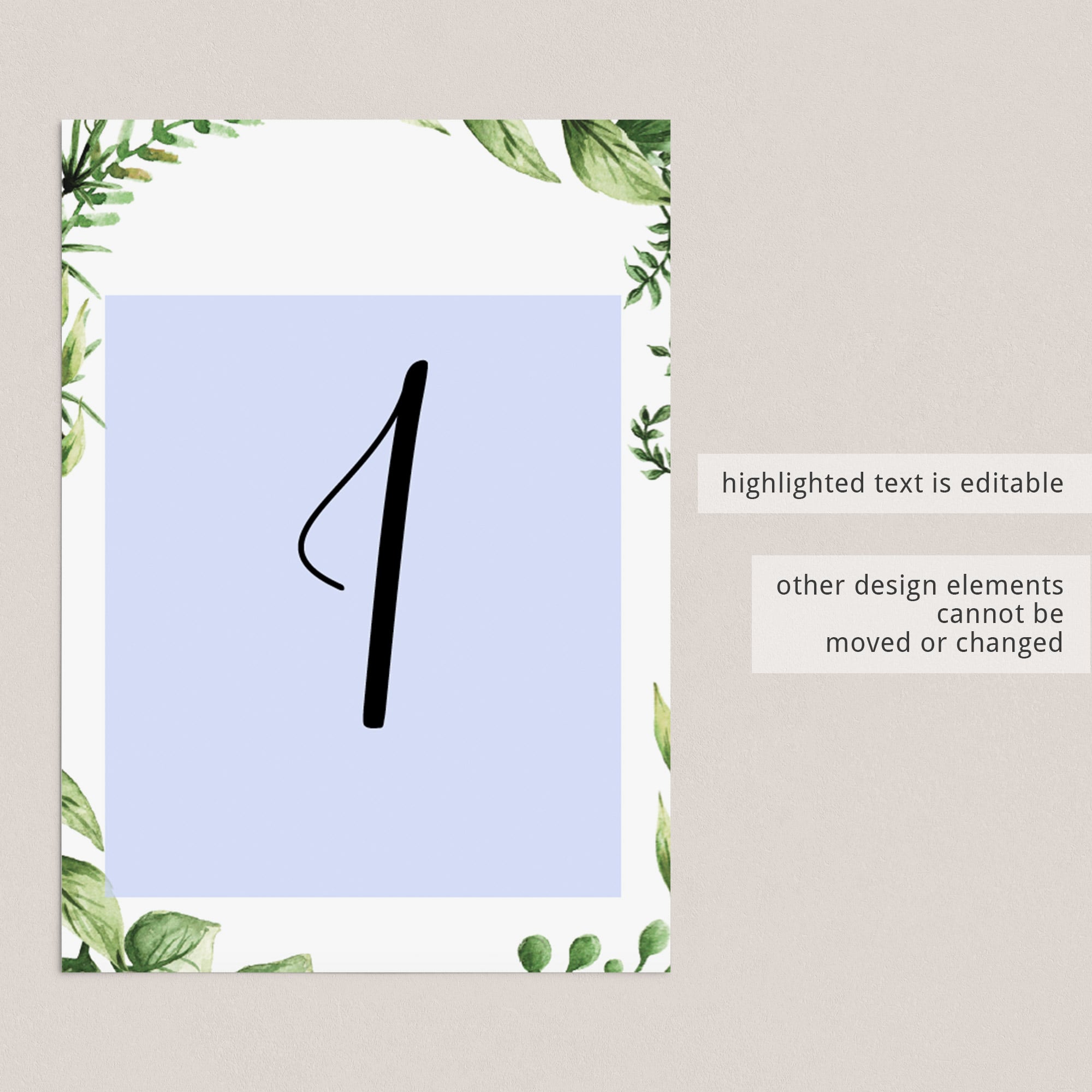 DIY table numbers green leaves printable by LittleSizzle