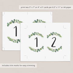 DIY table numbers greenery table decor by LittleSizzle