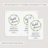green bridal shower invitation download instantly