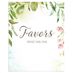 Printable favors please take one sign watercolor leaves by LittleSizzle