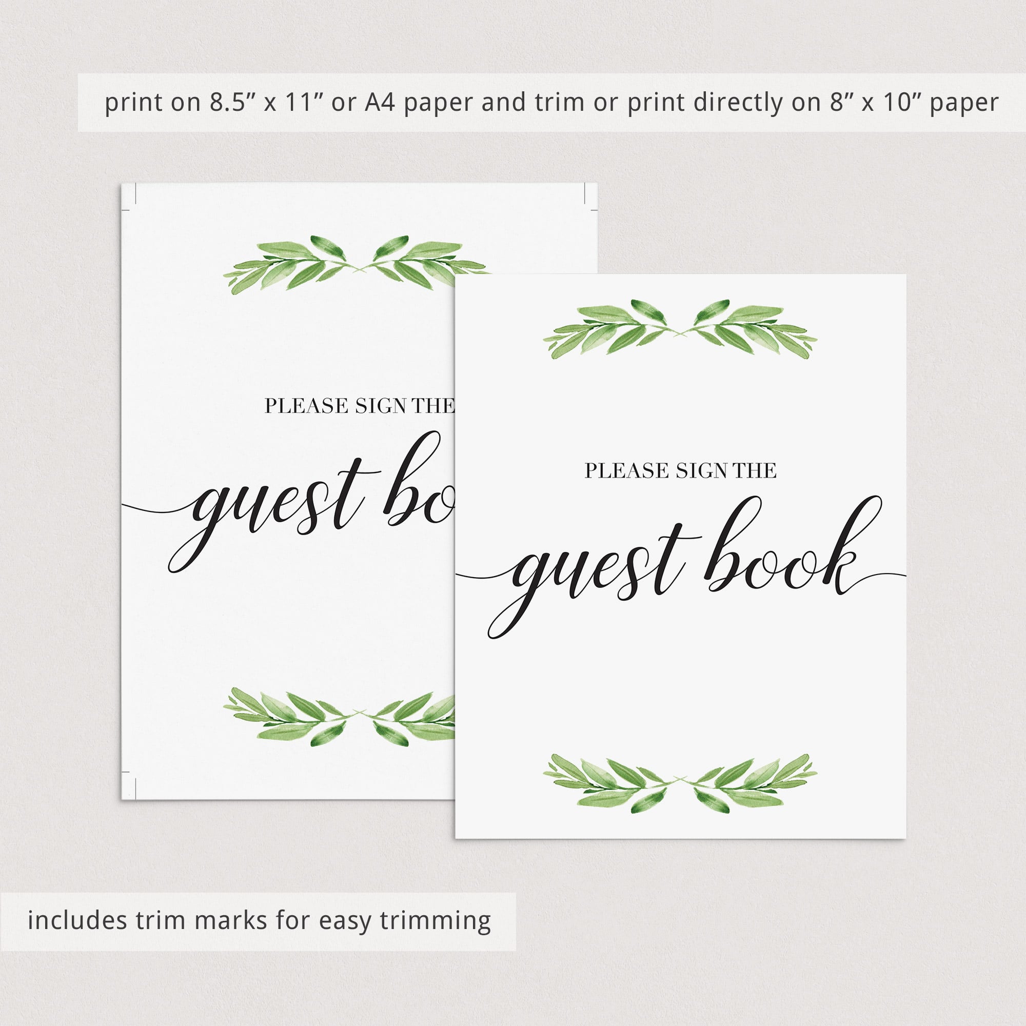 Green wedding decorations printable guest book table signby LittleSizzle