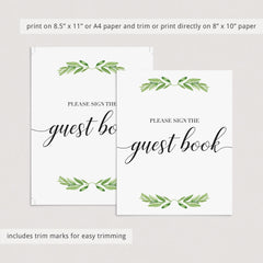 Green wedding decorations printable guest book table signby LittleSizzle