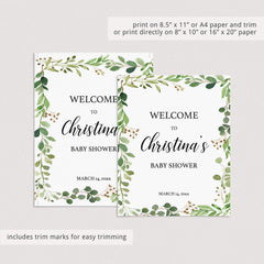 Greenery Baby Shower Decor Package Printable