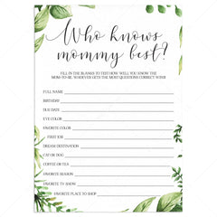 Who knows mommy to be best baby shower game printable by LittleSizzle