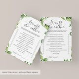 Watercolor Leaves Baby Shower Game Would She Rather Printable