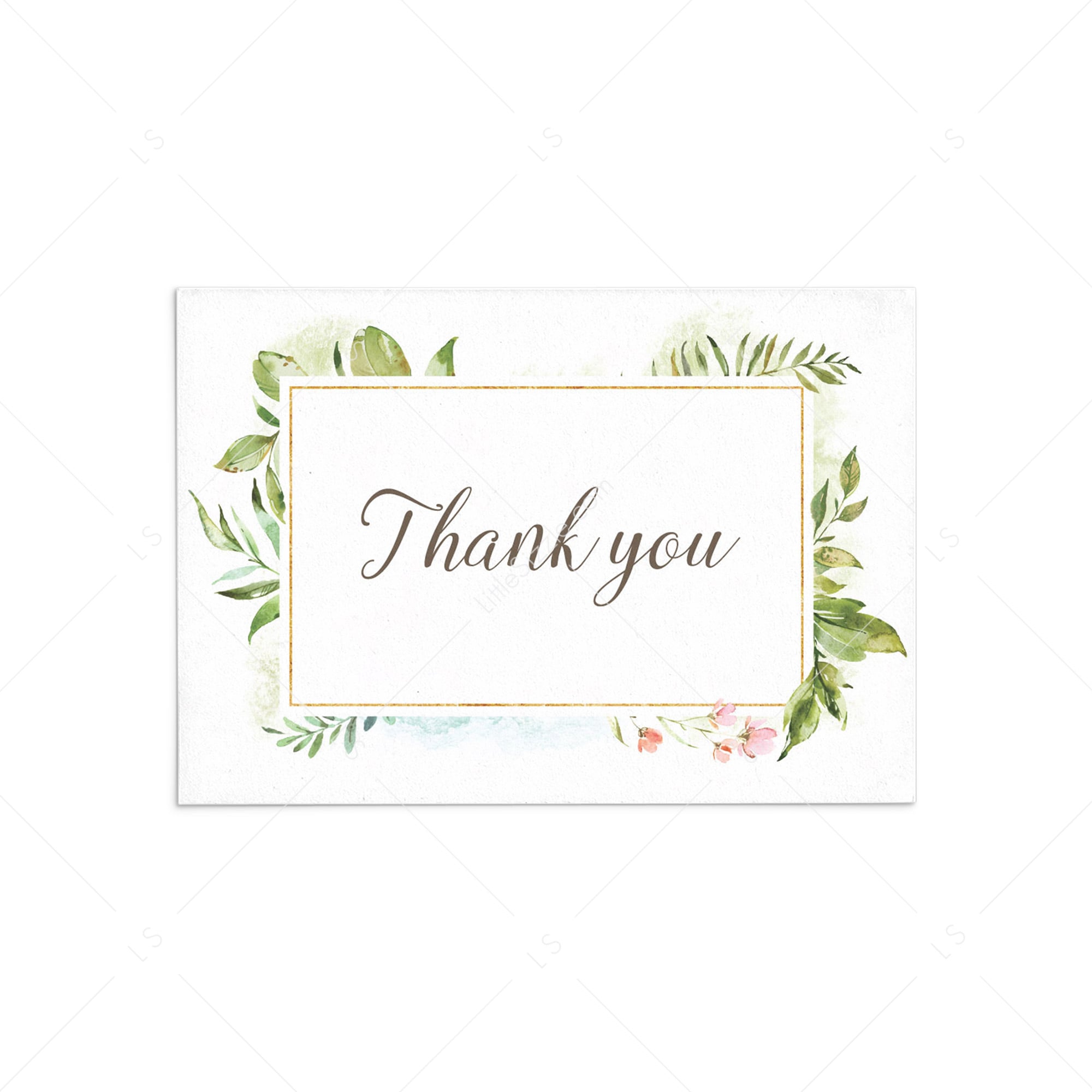 Green leaf thank you card printable by LittleSizzle
